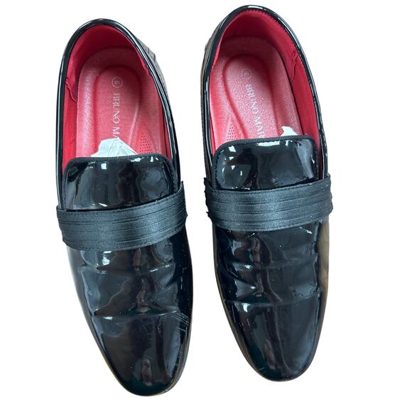Bruno Marc Boys Size 6 Shiny Black Slip On Loafers Formal Low Heel Tuxedo Shoes - Picture 6 of 8